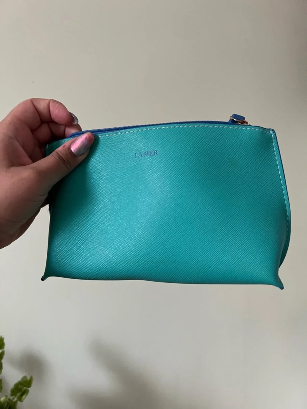 LA MER Turquoise Skincare Makeup Jewelry Zip Small Pouch Organize Storage Travel